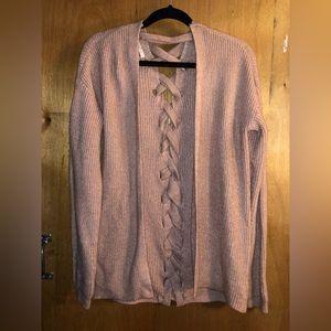 Like new blush lace-up back cardigan